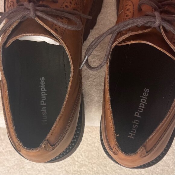 HUSH PUPPIES Nelson Sterling IIV Men Shoes Tan Leather Oxfords Lace Up11W Brogue - Picture 11 of 16